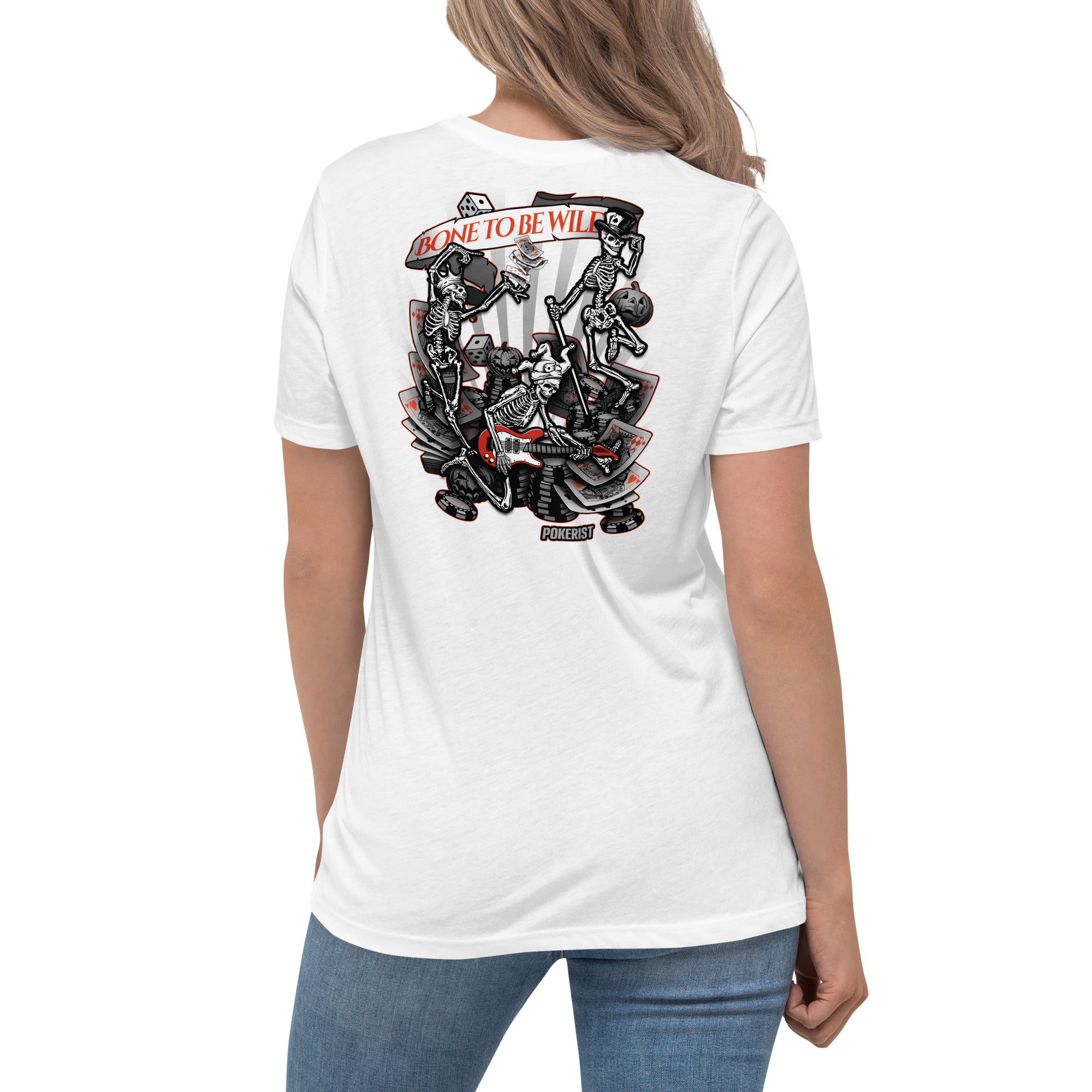 Dancing Skull Back - Women's Relaxed T-Shirt - Pokerist